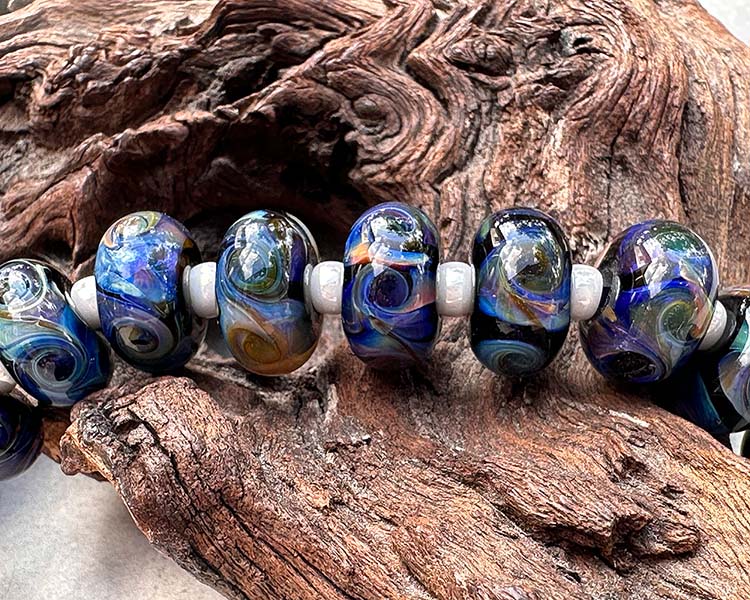 Kaleidoscope Double Helix Frit Lampwork Beads