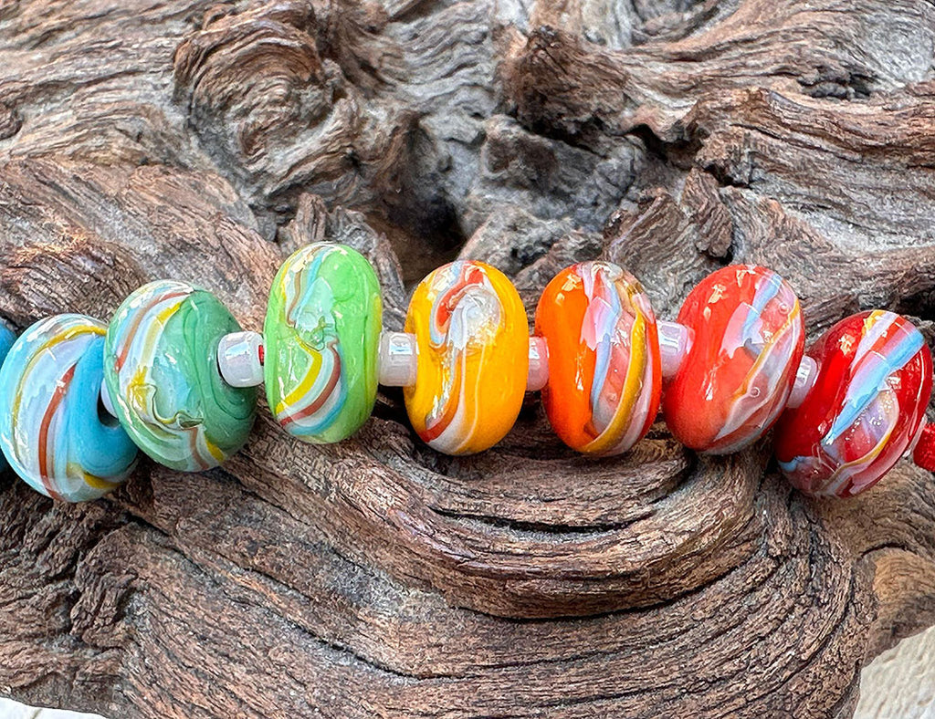 rainbow lampwork beads