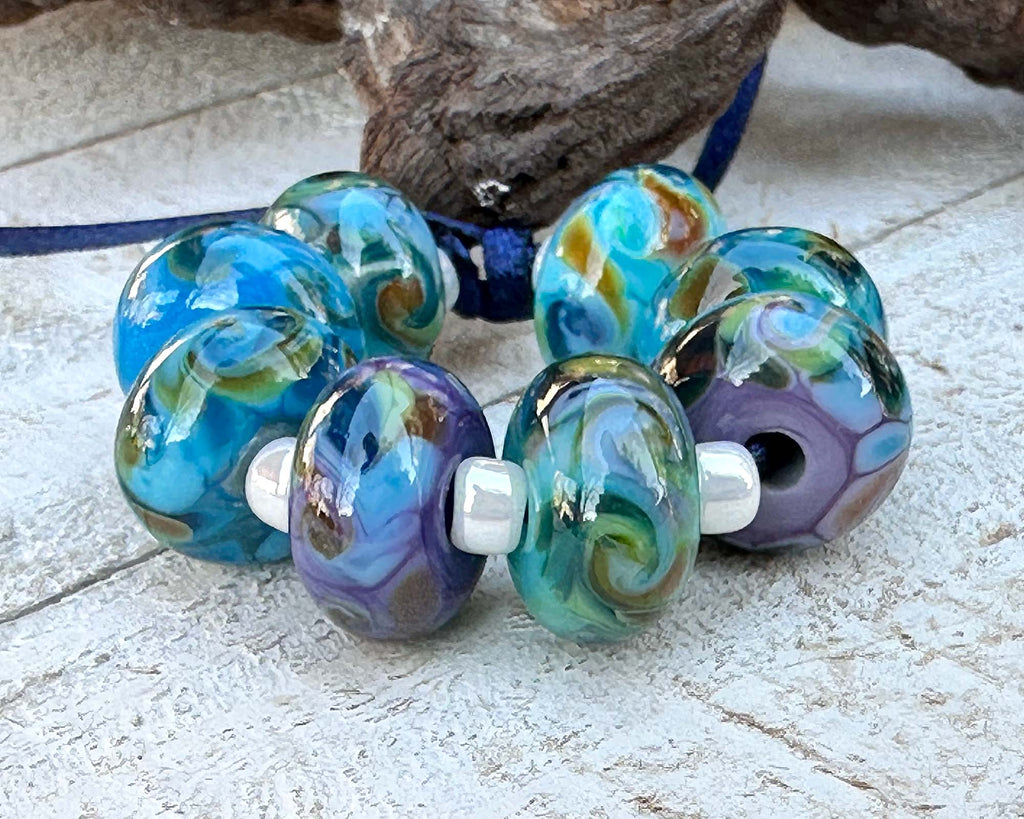 blue lampwork beads