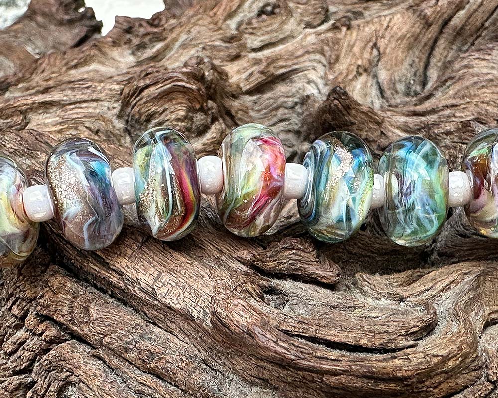 Rainbow Shimmer Lampwork Beads