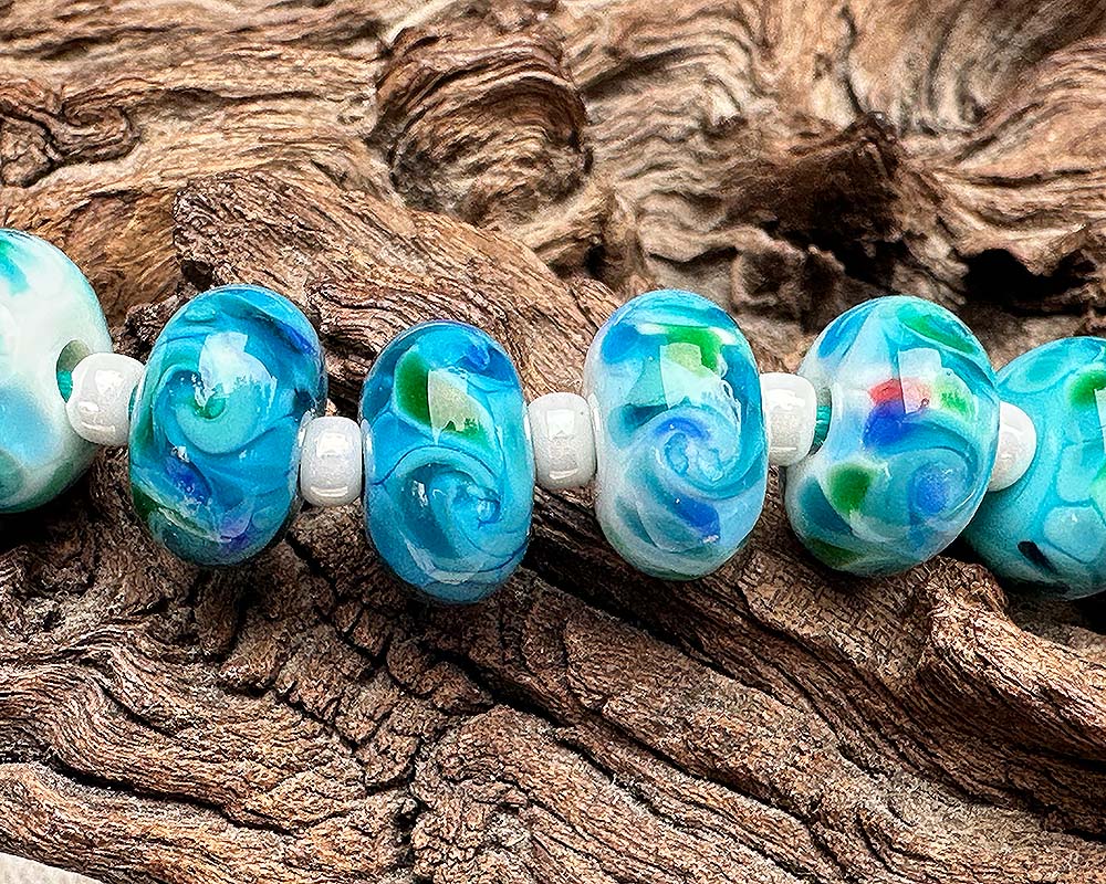 blue lampwork beads