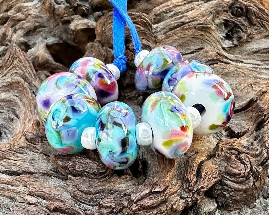 Texas wildflowers lampwork beads