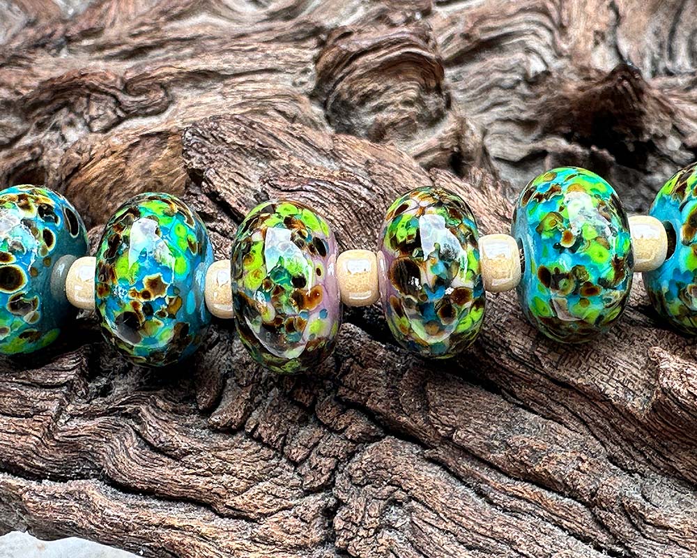 green lampwork beads