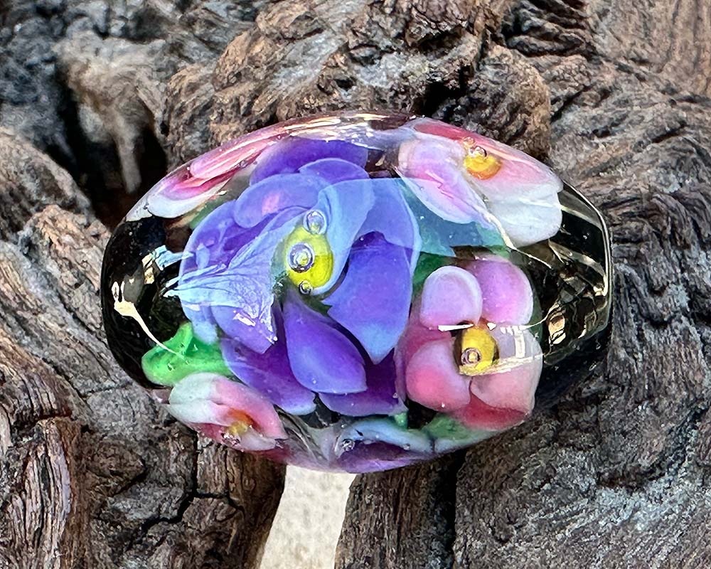 floral lampwork beads