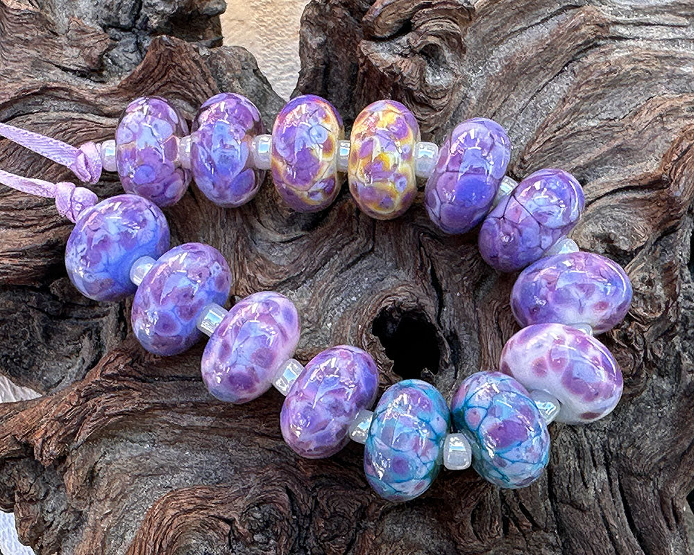 purple frit lampwork beads