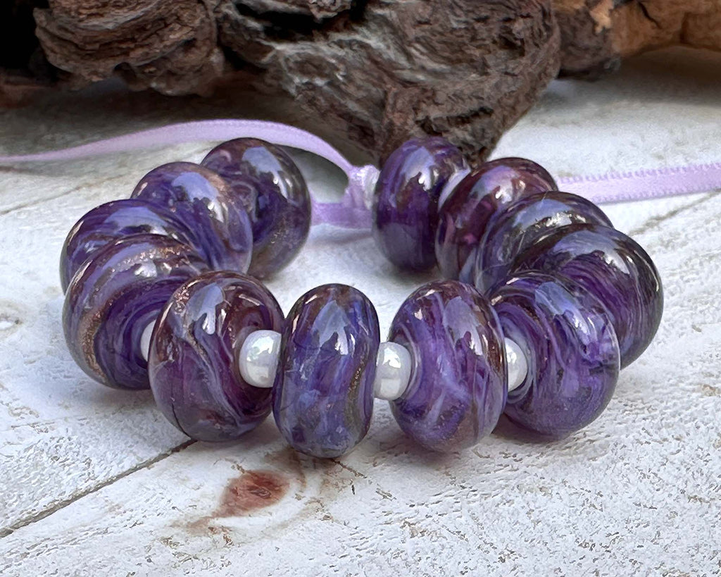 purple lampwork beads