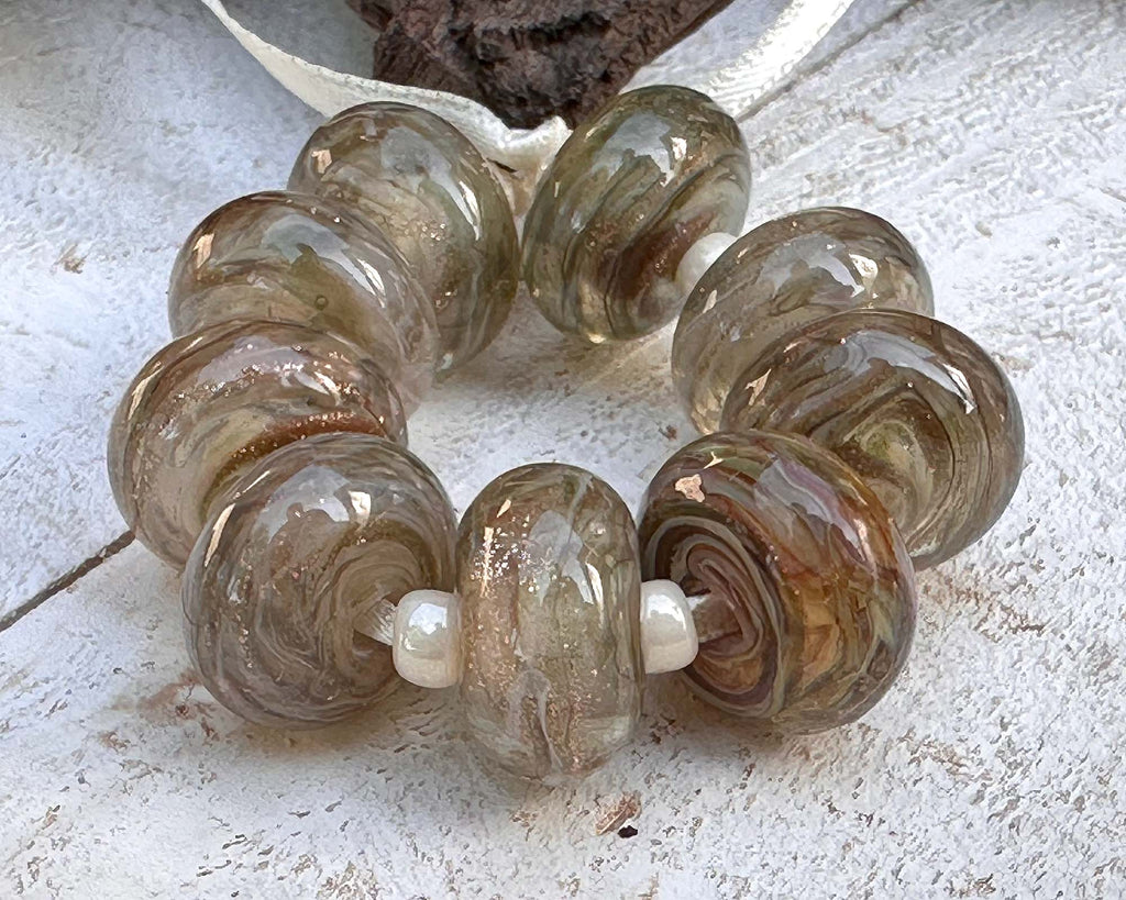 gold lampwork beads