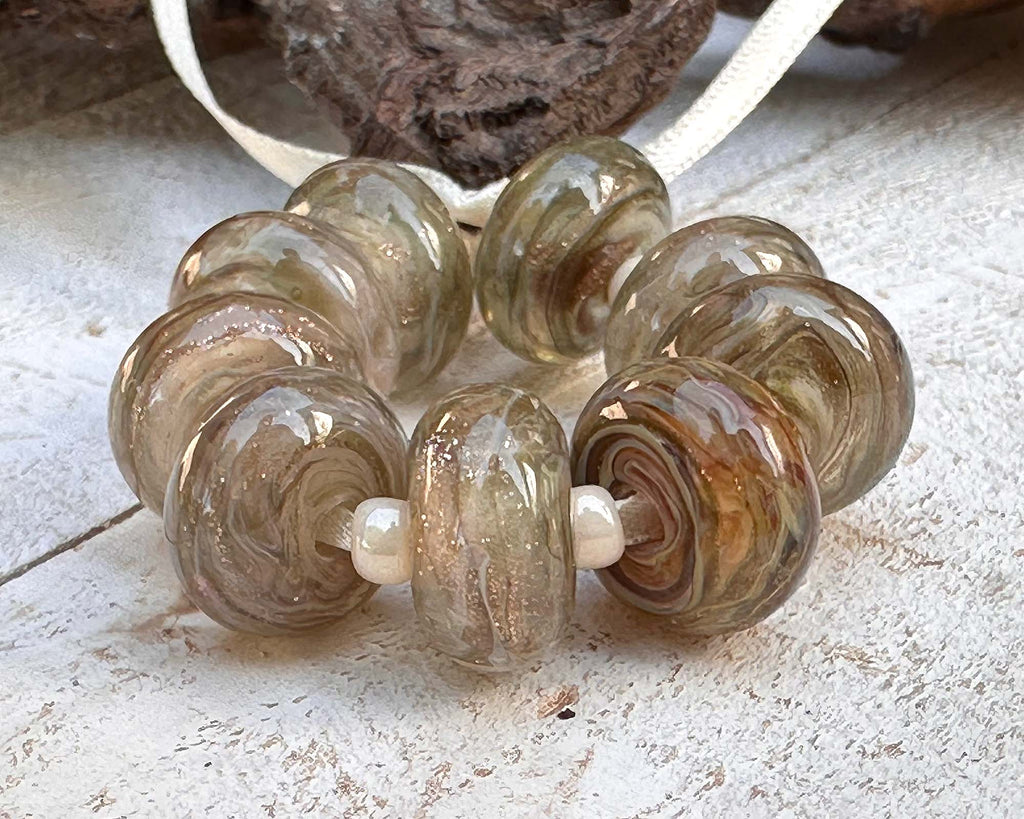 gold lampwork beads