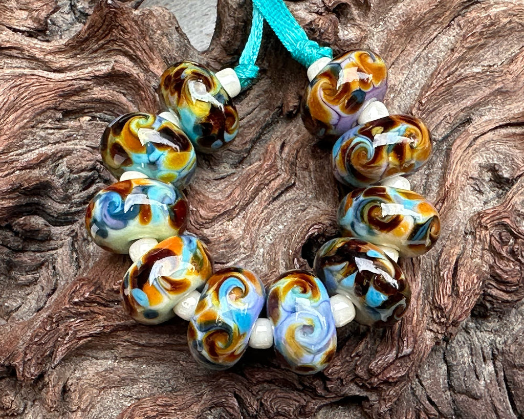 brown lampwork beads