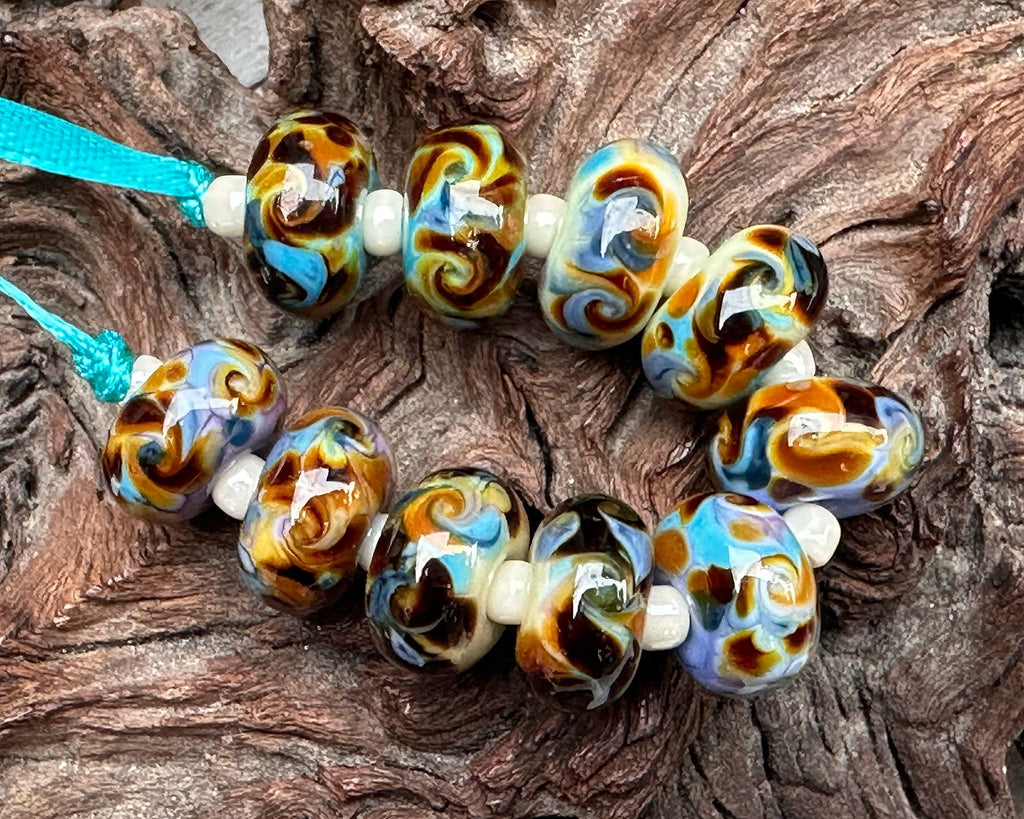 brown lampwork beads