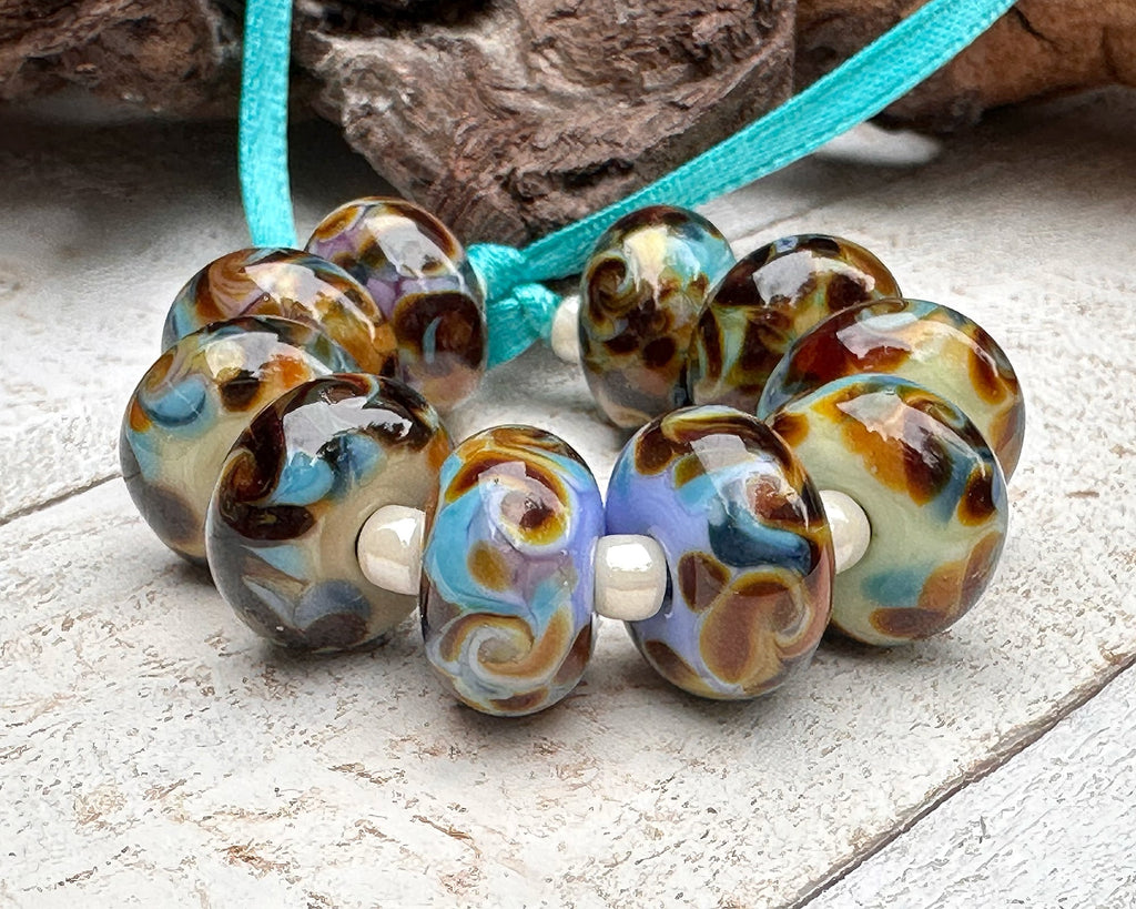 brown lampwork beads