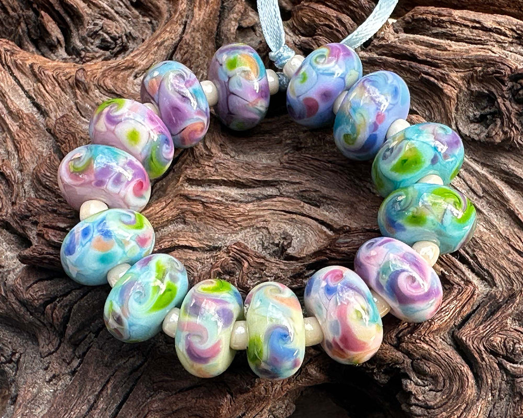 pastel lampwork beads