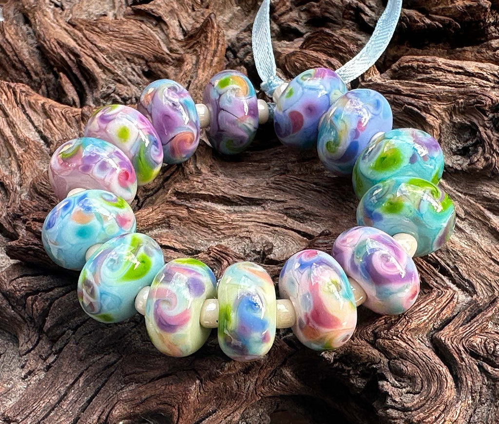 pastel lampwork beads