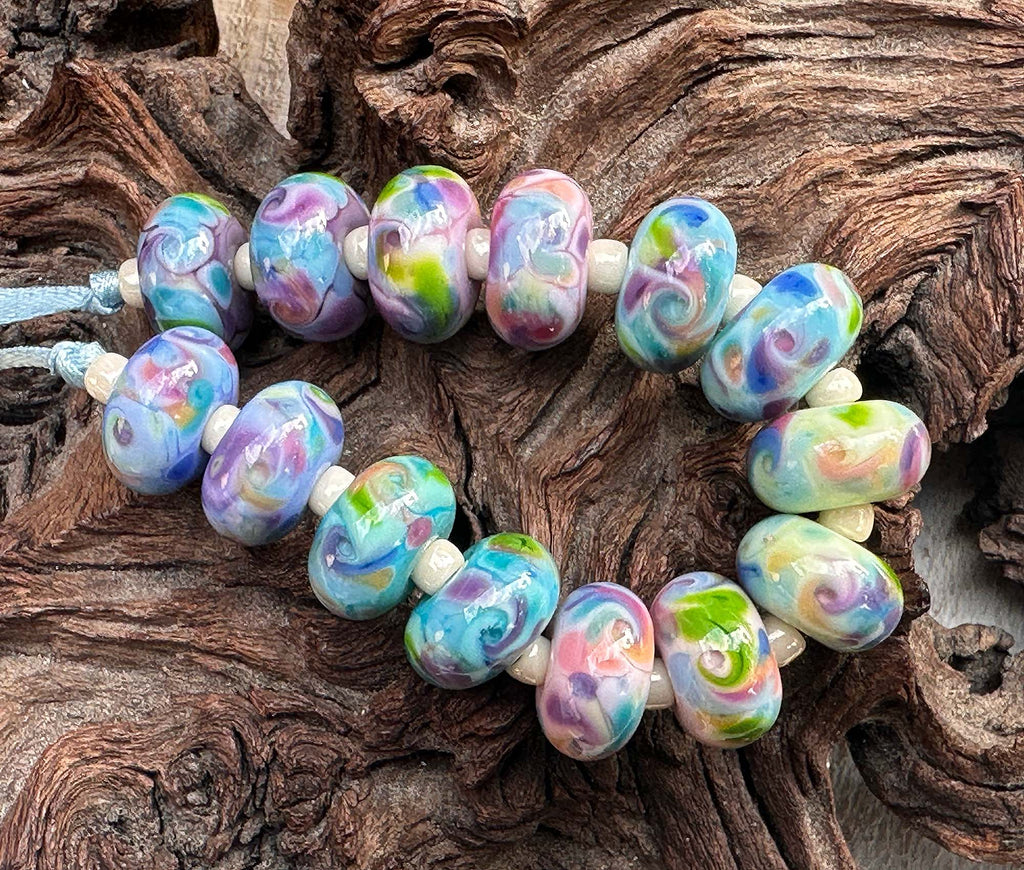 pastel lampwork beads