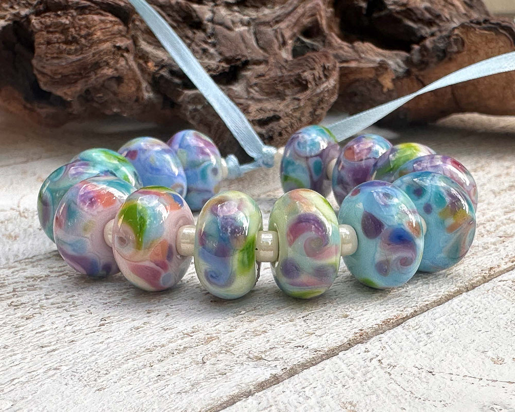 pastel lampwork beads