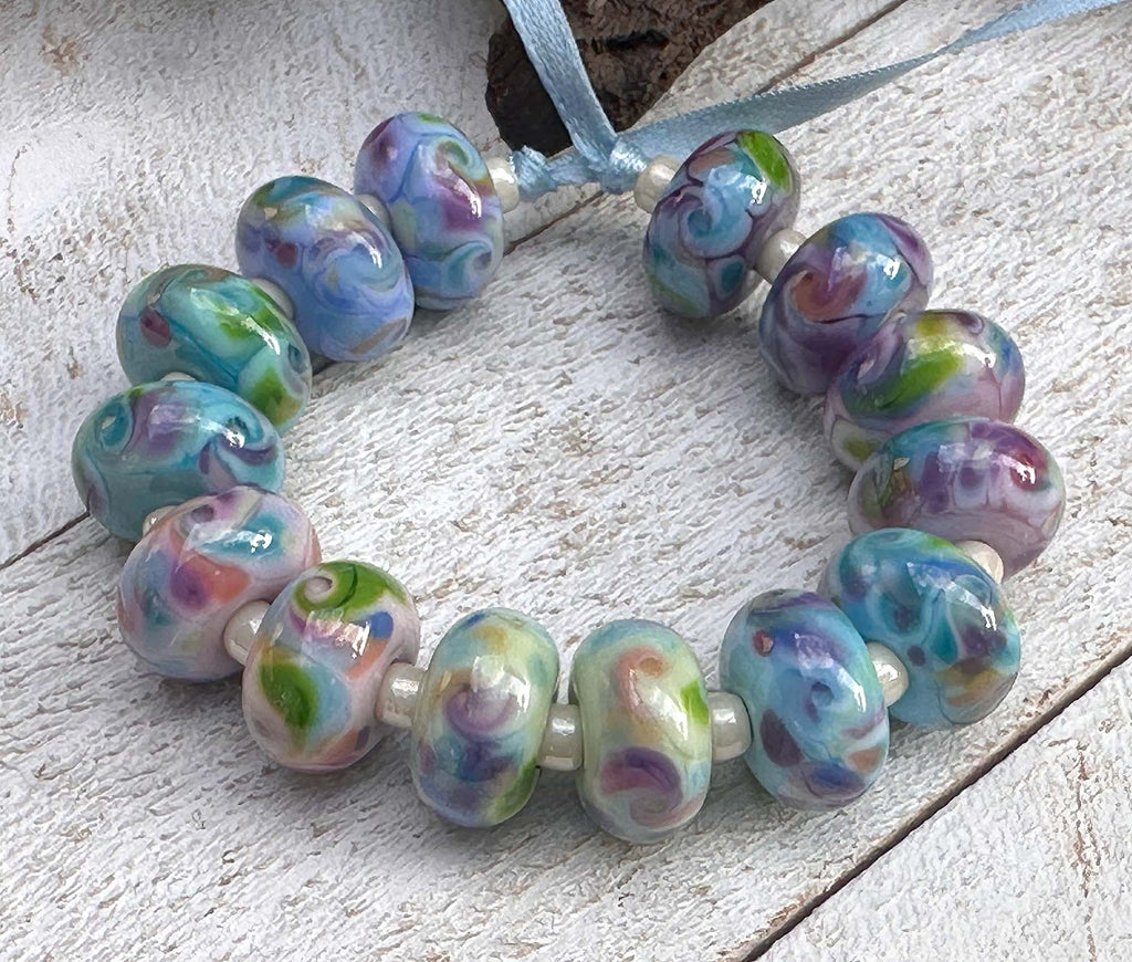 pastel lampwork beads