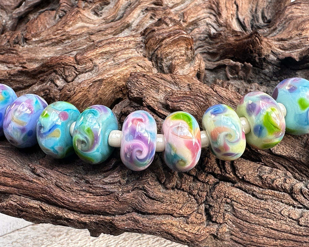 pastel lampwork beads