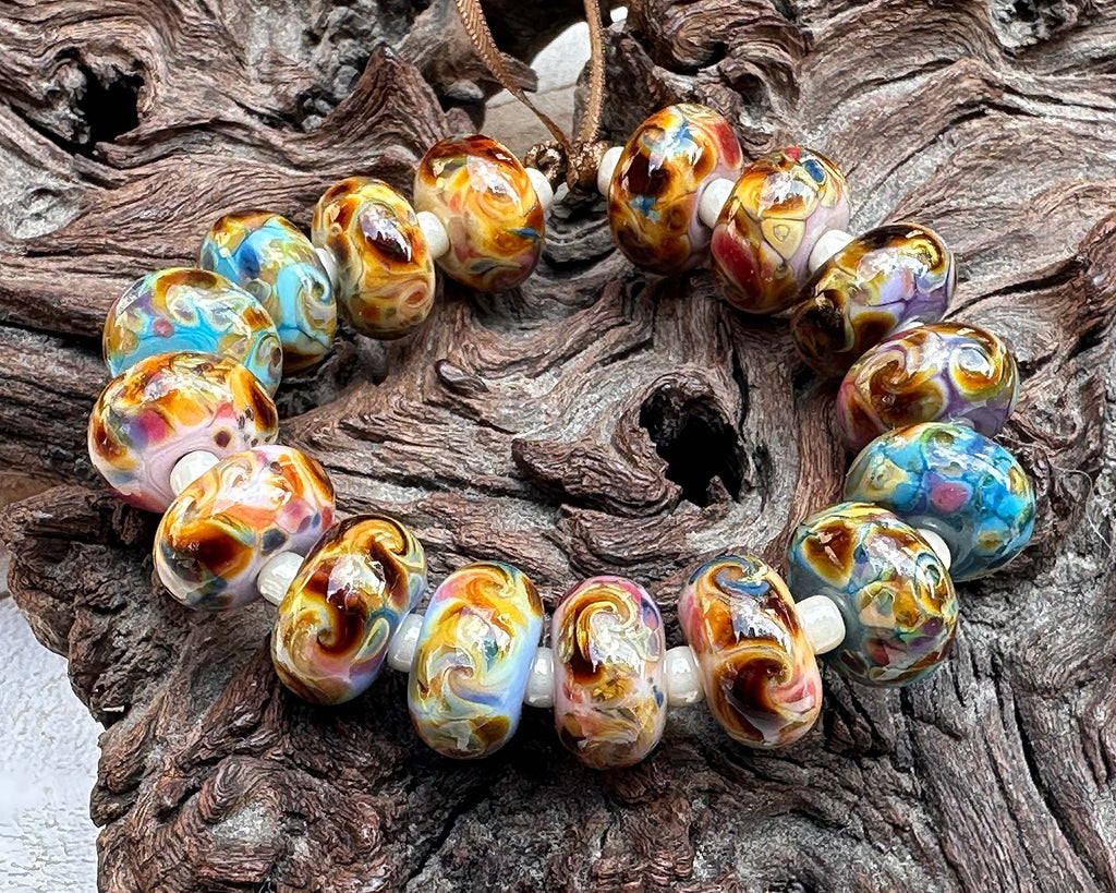 multicolor lampwork beads