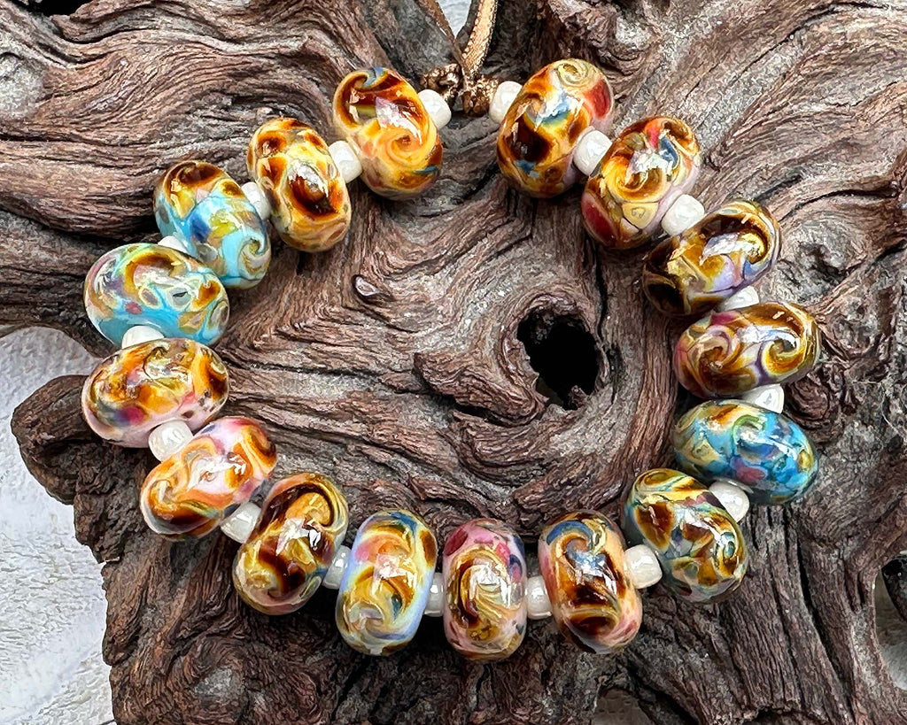 multicolor lampwork beads