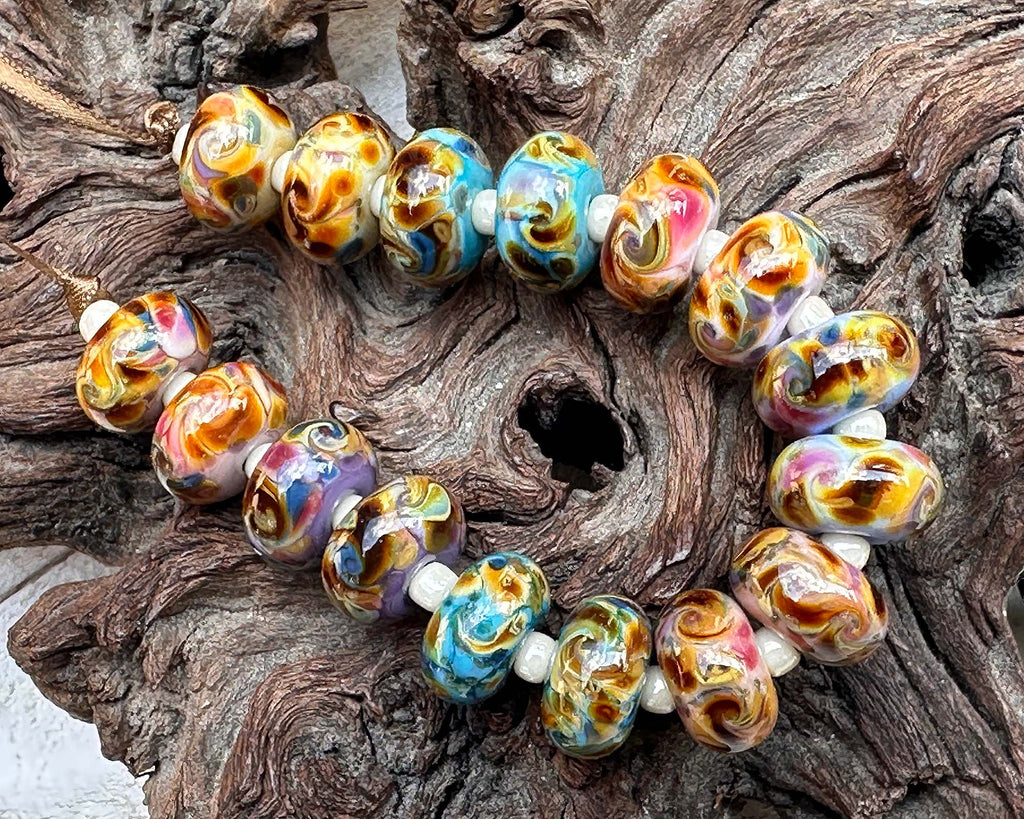 multicolor lampwork beads