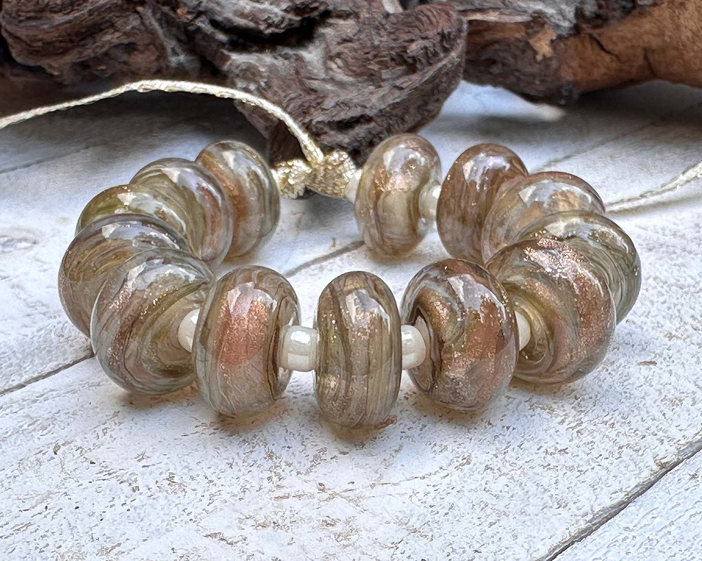 gold lampwork beads