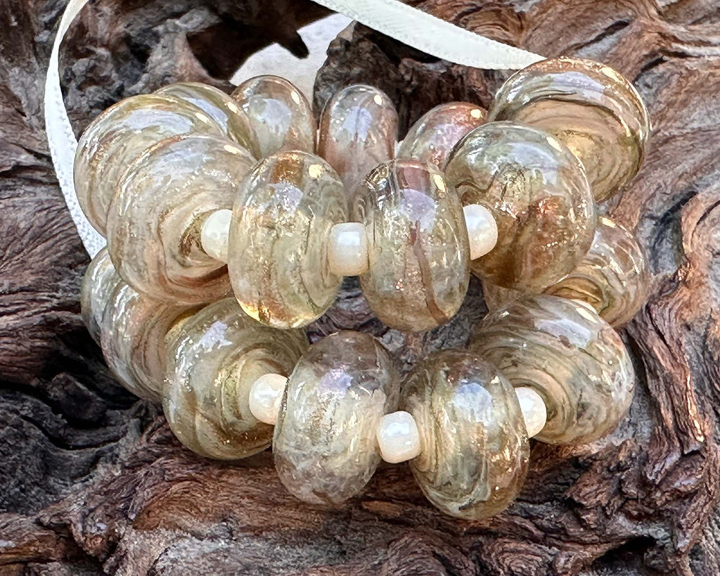 beige lampwork beads