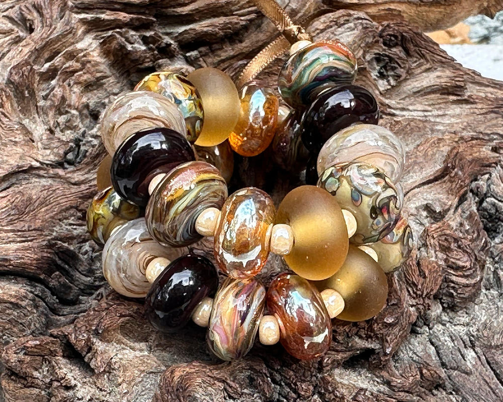 autumn lampwork beads