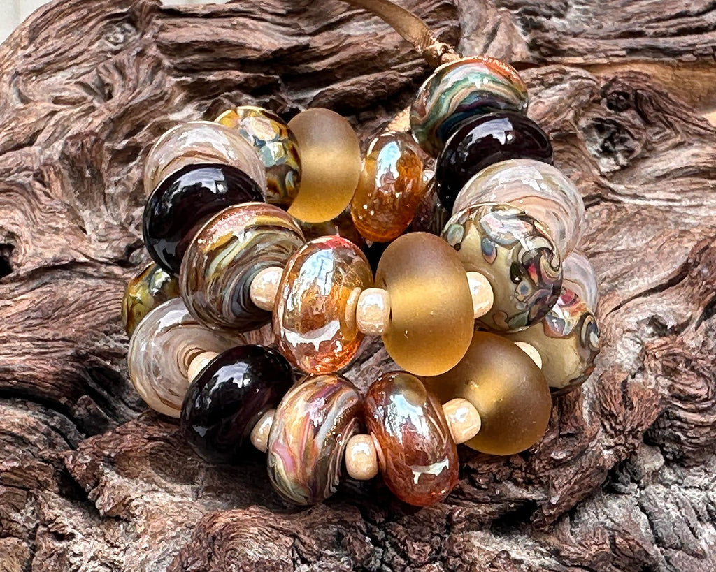 autumn lampwork beads