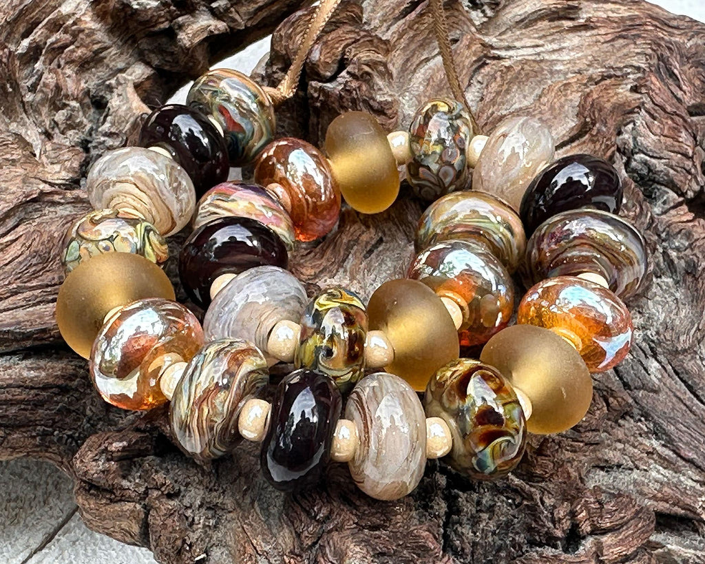 autumn lampwork beads