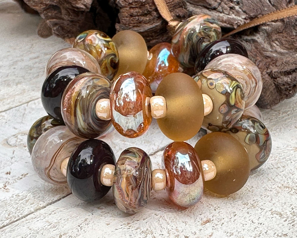 autumn lampwork beads