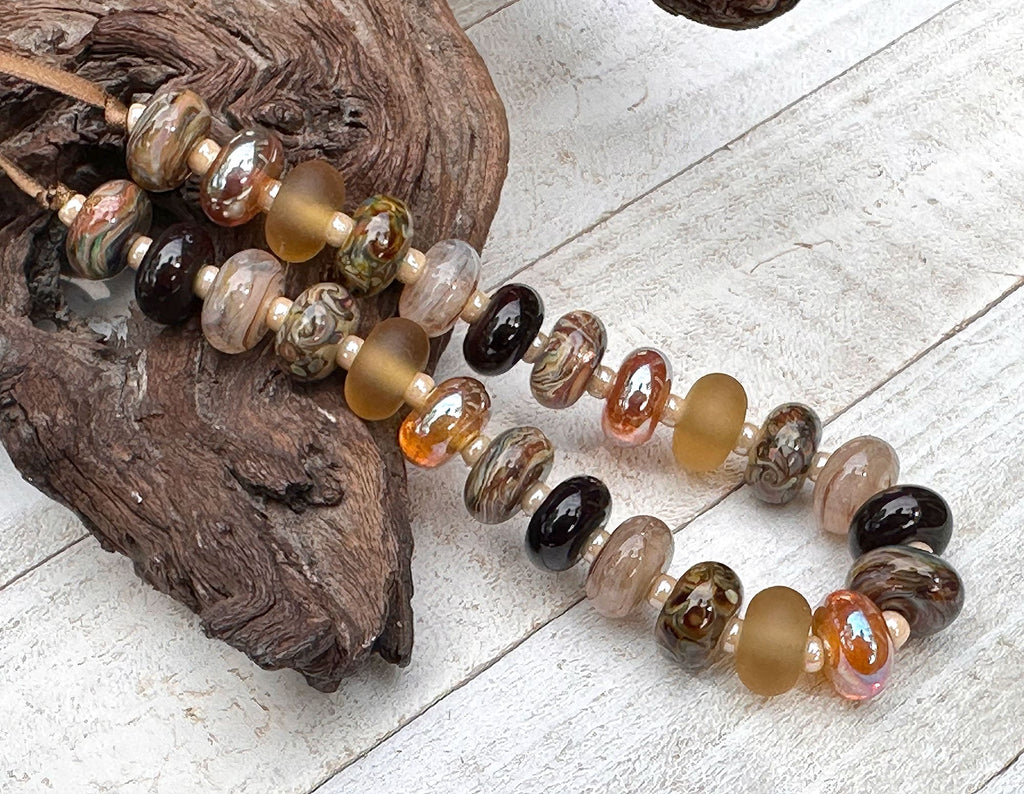 autumn lampwork beads