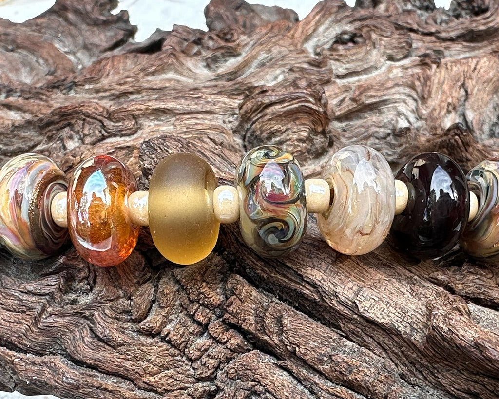 autumn lampwork beads