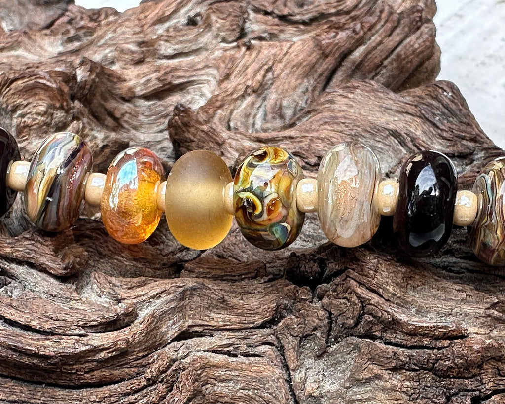 autumn lampwork beads