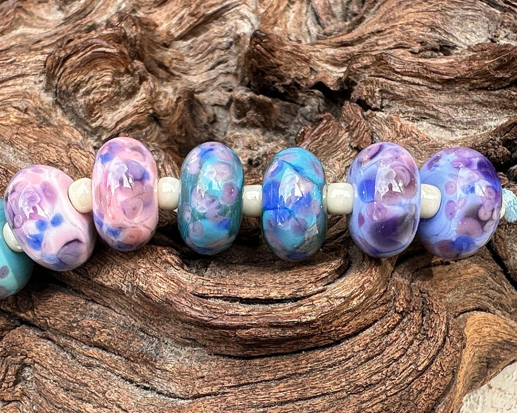 purple pink lampwork beads