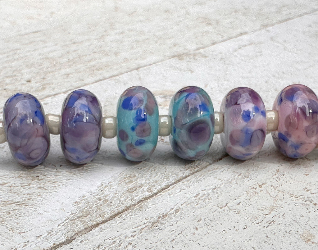 purple pink lampwork beads