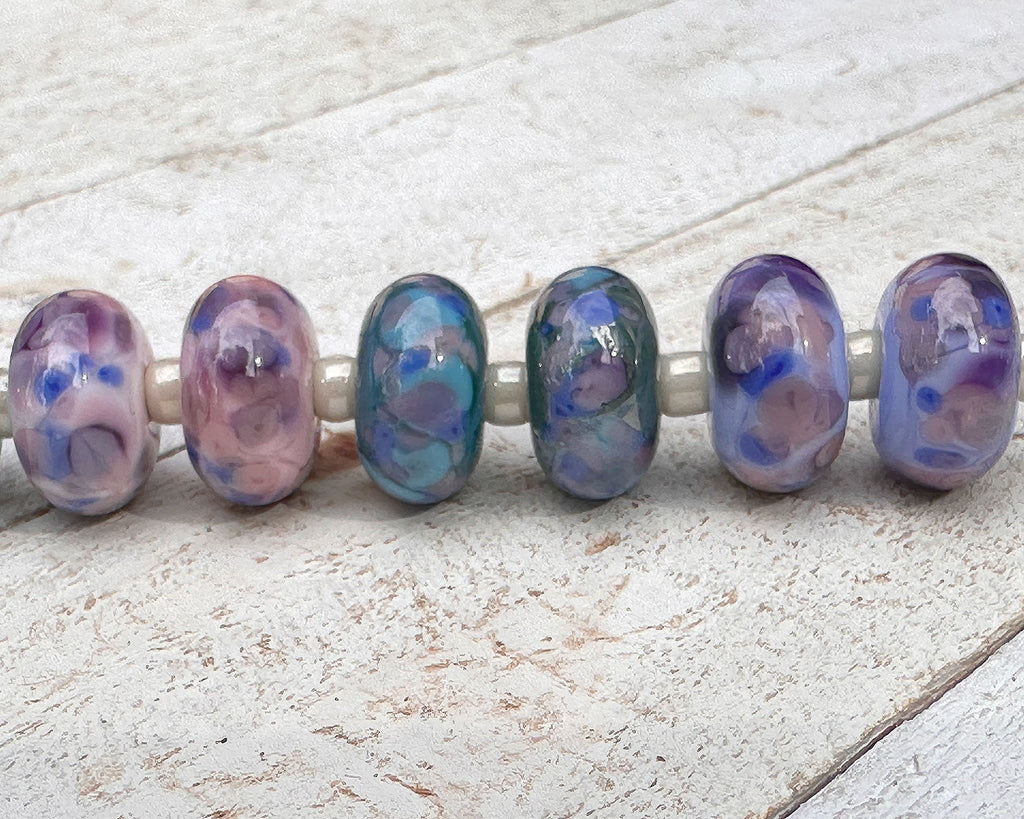 purple pink lampwork beads