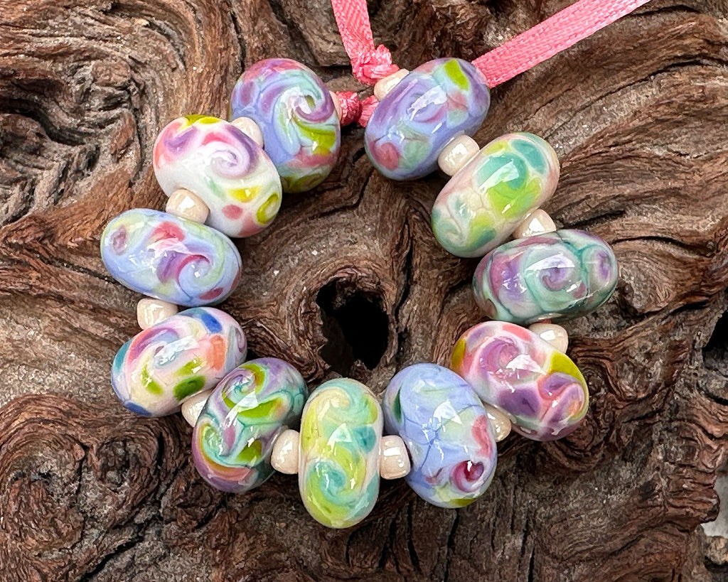 pastel lampwork beads