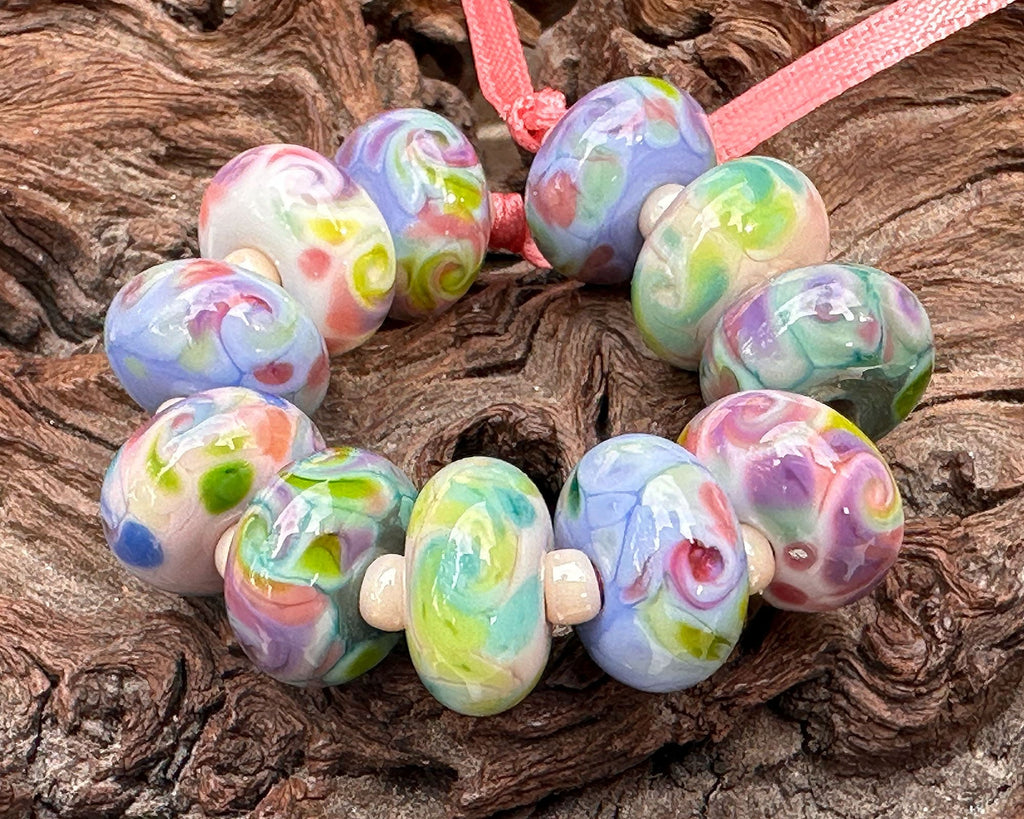 pastel lampwork beads