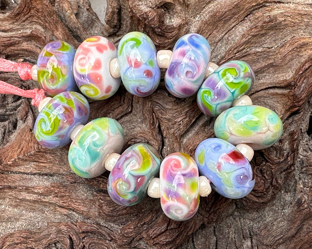 pastel lampwork beads