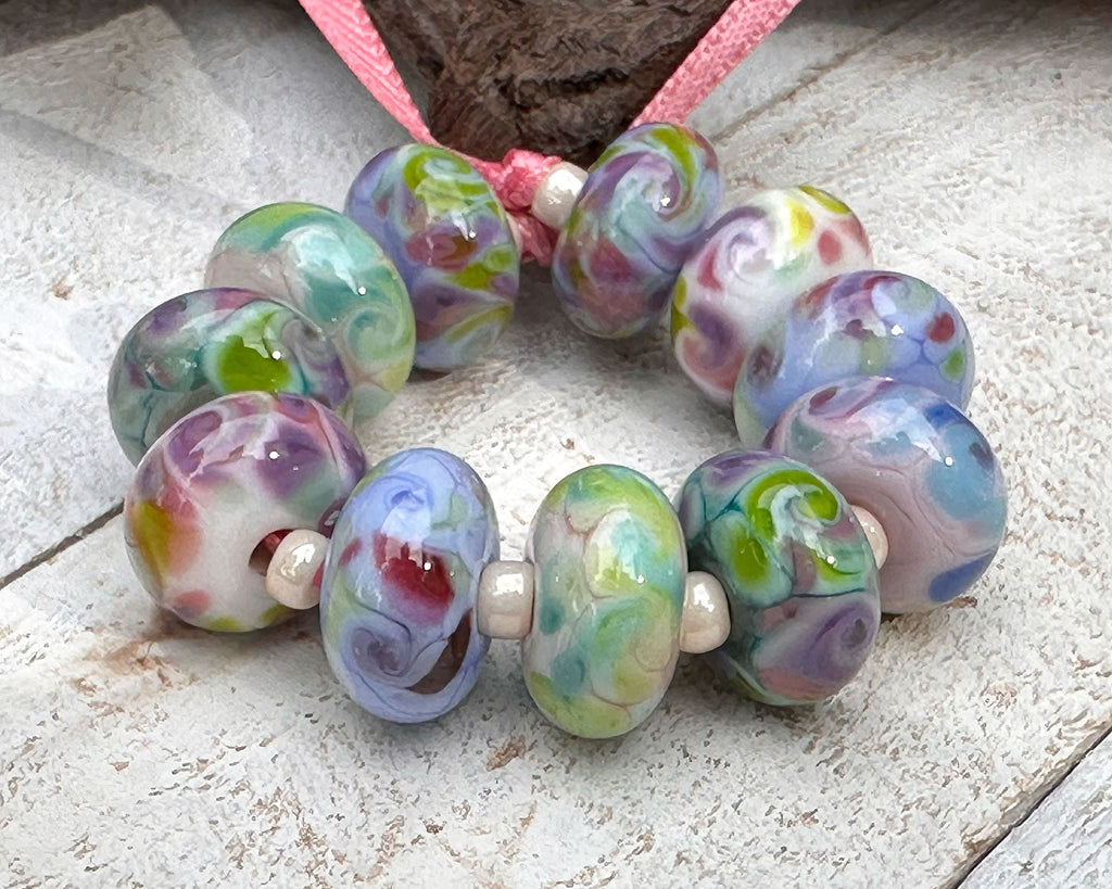 pastel lampwork beads