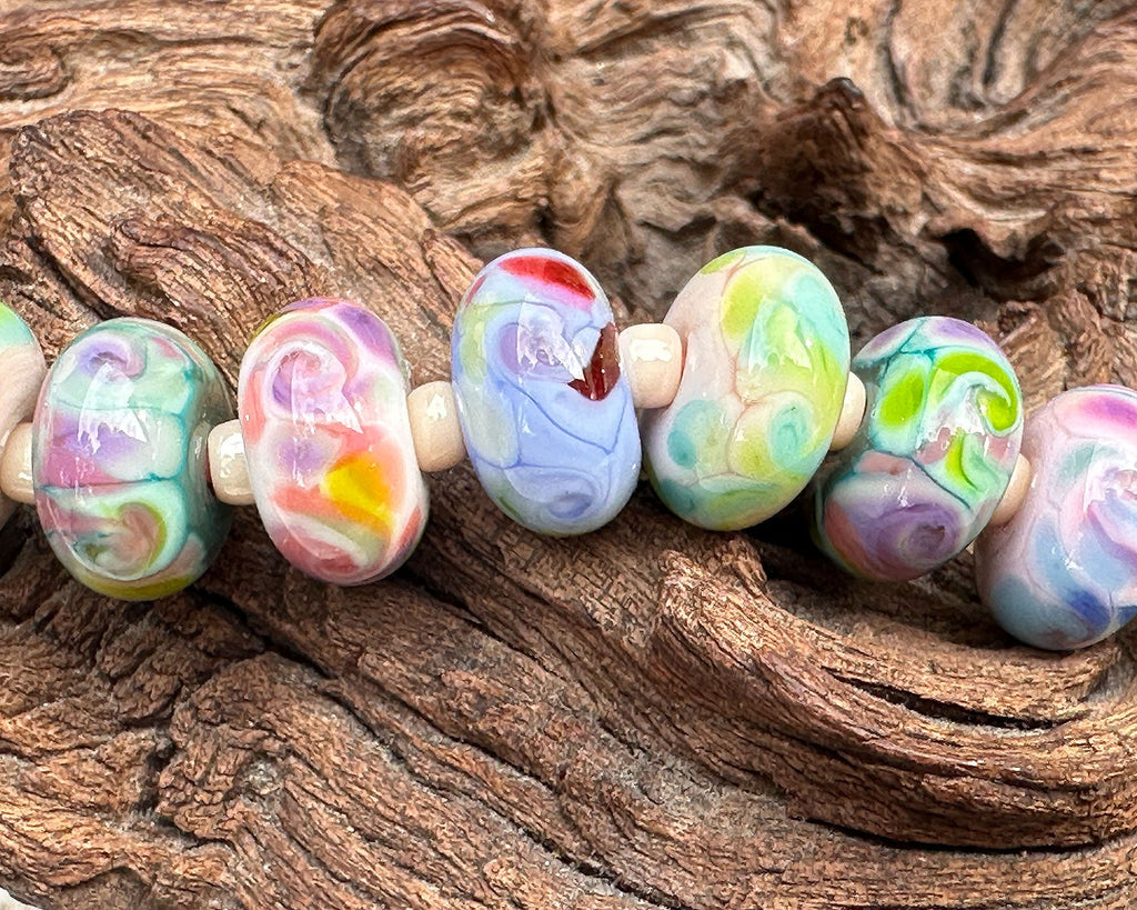 pastel lampwork beads