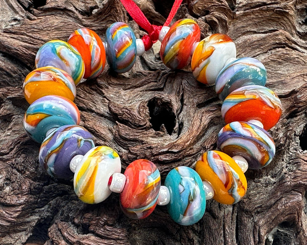 rainbow lampwork beads