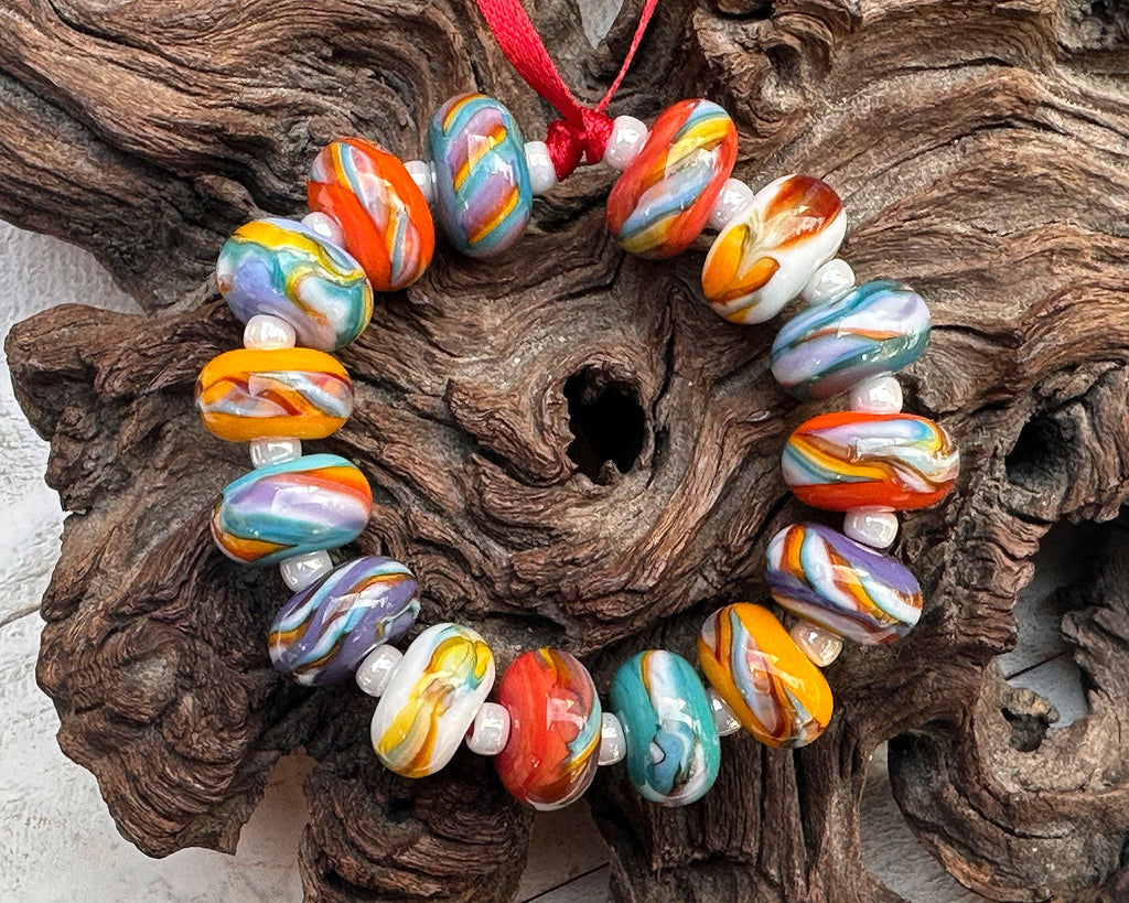 rainbow lampwork beads