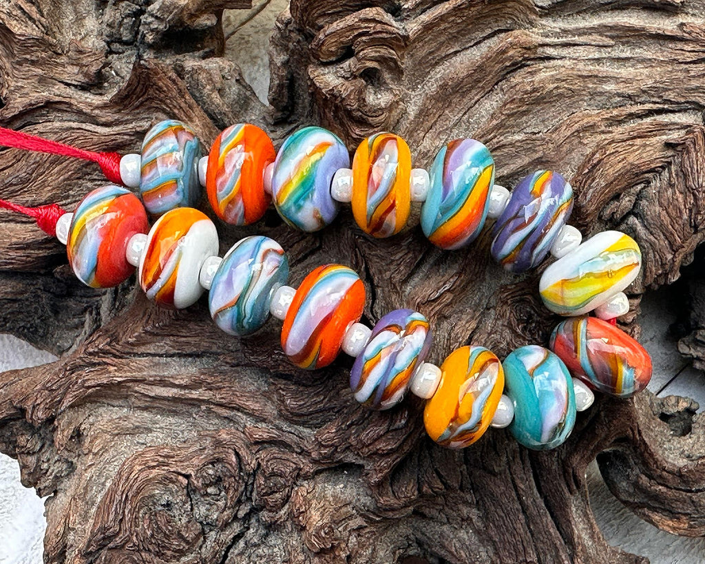 rainbow lampwork beads