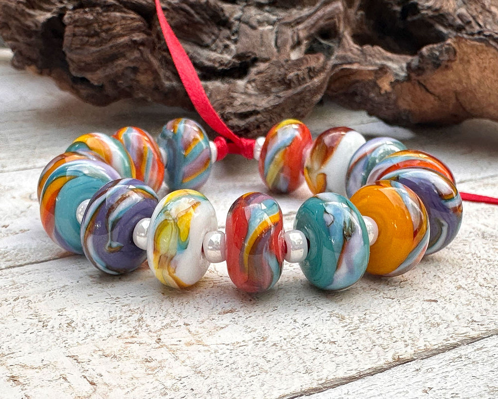 rainbow lampwork beads