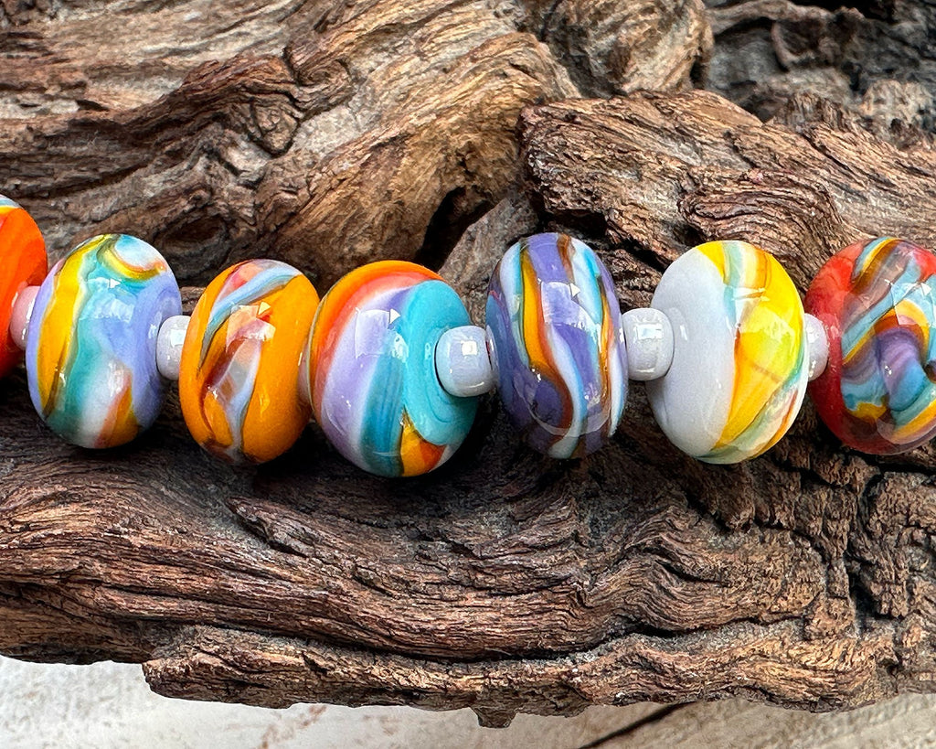 rainbow lampwork beads