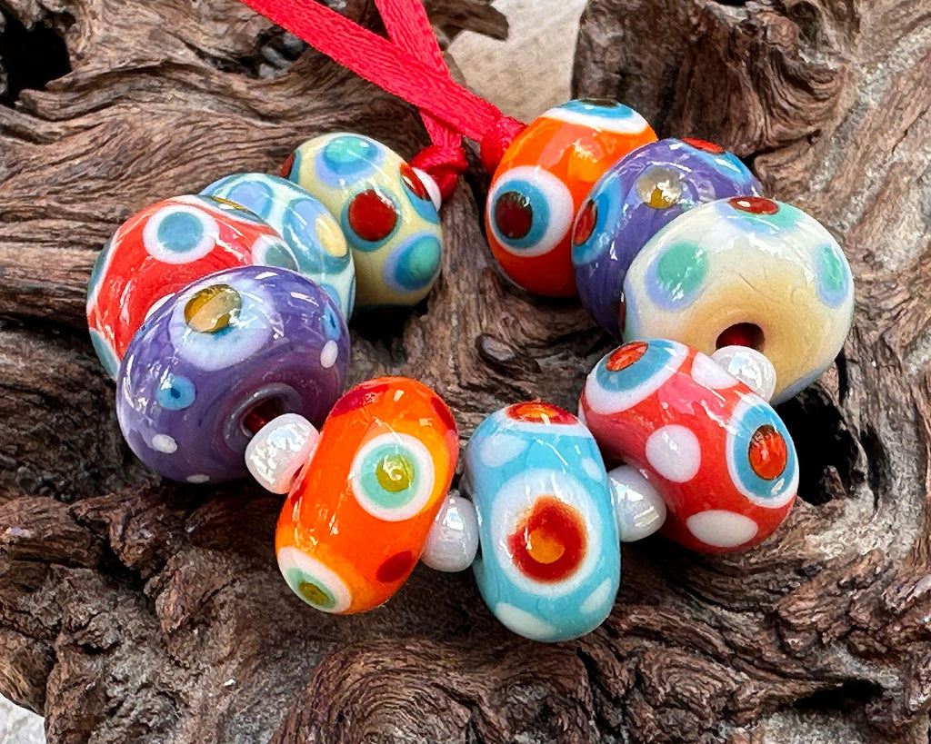 rainbow lampwork beads