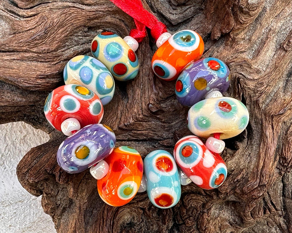 rainbow lampwork beads