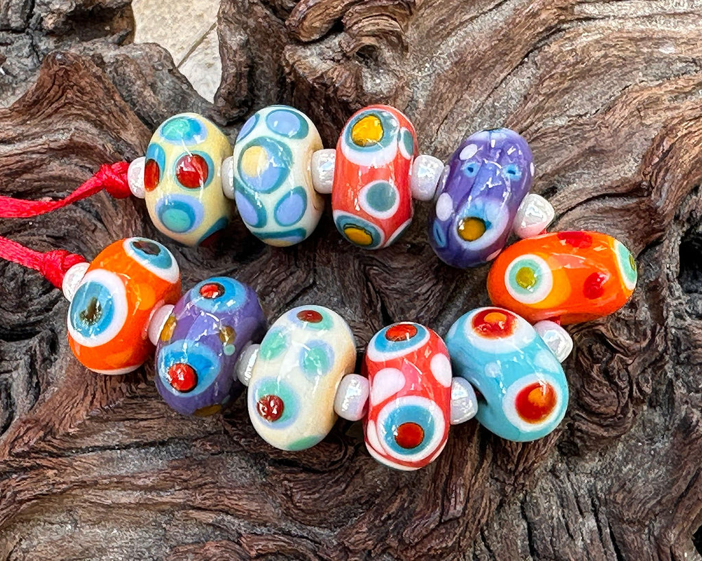 rainbow lampwork beads