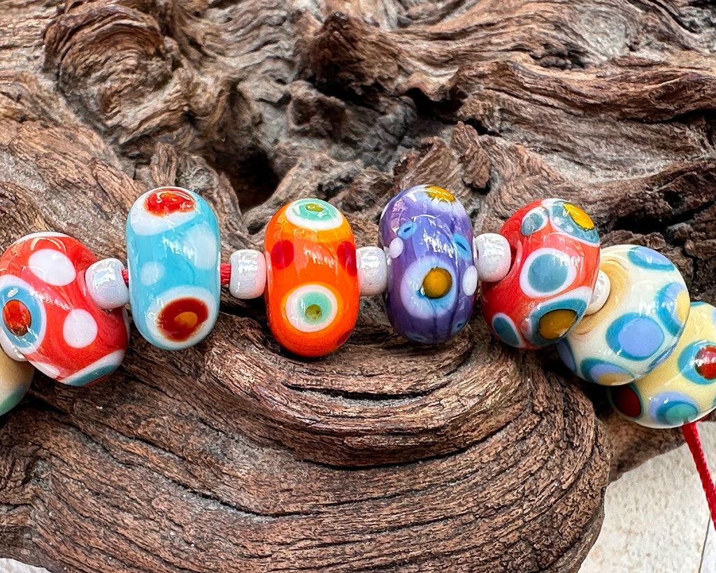 rainbow lampwork beads